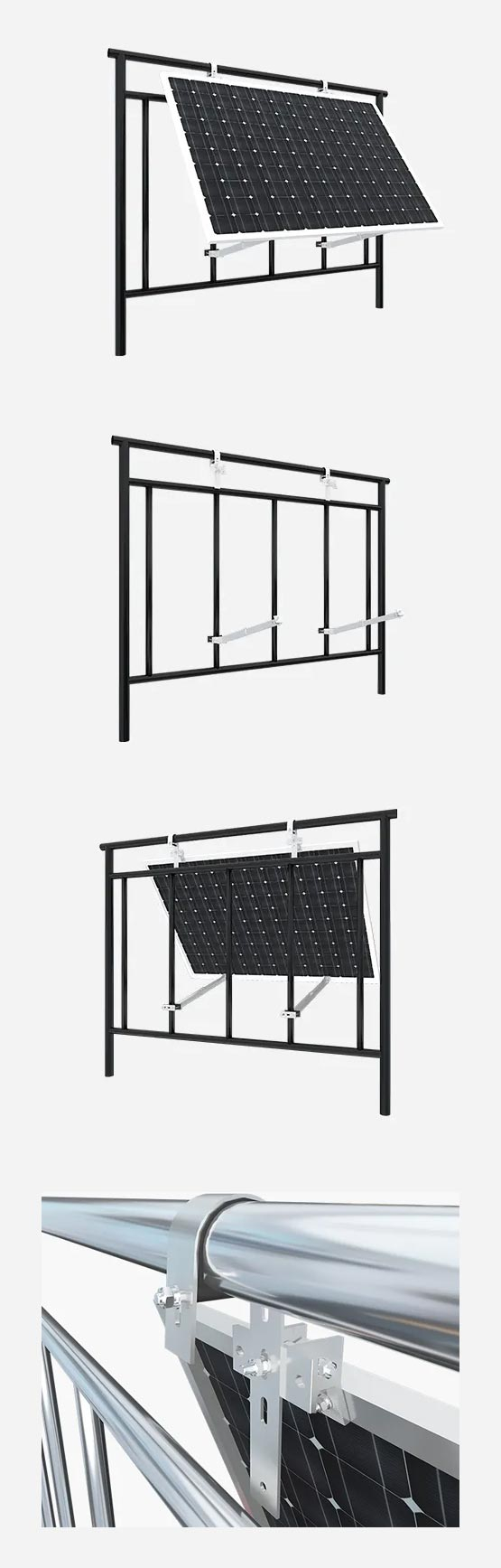 阳台栏杆太阳能电池板支架系统-多角度